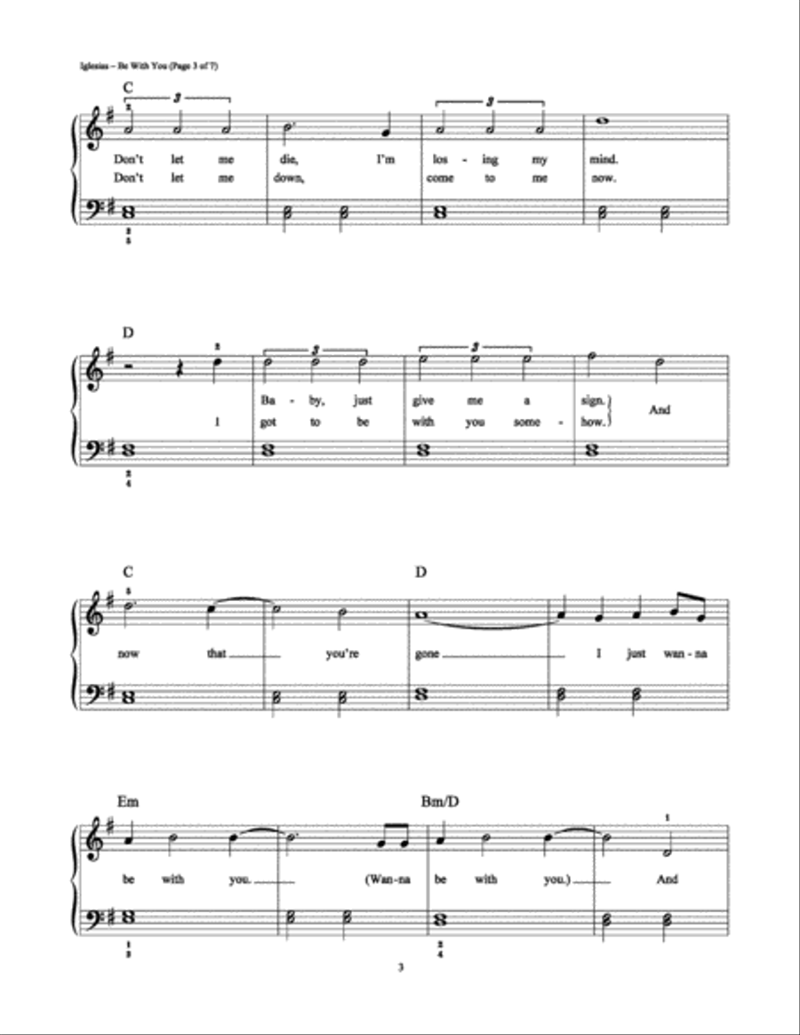 Be with You Be with You Easy Piano scores gallery preview page 3