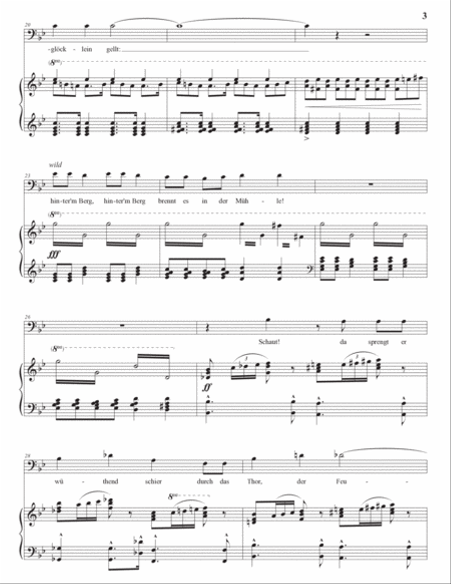 WOLF: Der Feuerreiter (transposed to G minor, bass clef) Voice scores gallery preview page 4