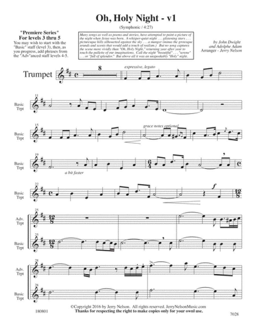 O Holy Night-v1 (Arrangements Level 3-5 for TRUMPET + Written Acc) image number null