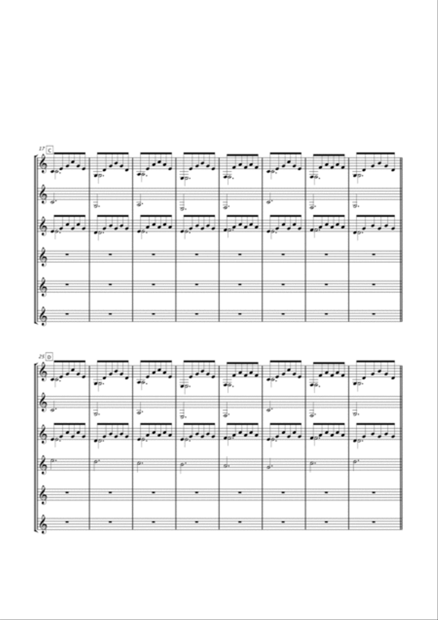 Pachelbel's Carol - Easy Guitar Sextet Guitar Ensemble scores gallery preview page 5