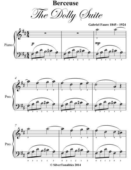 Berceuse the Dolly Suite Easiest Piano Sheet Music