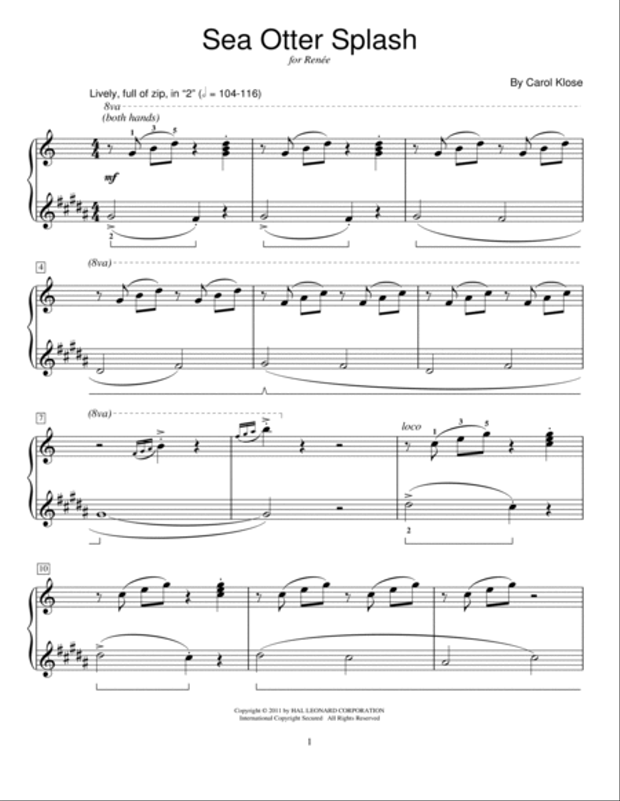 Sea Otter Splash Piano Method scores gallery preview page 1