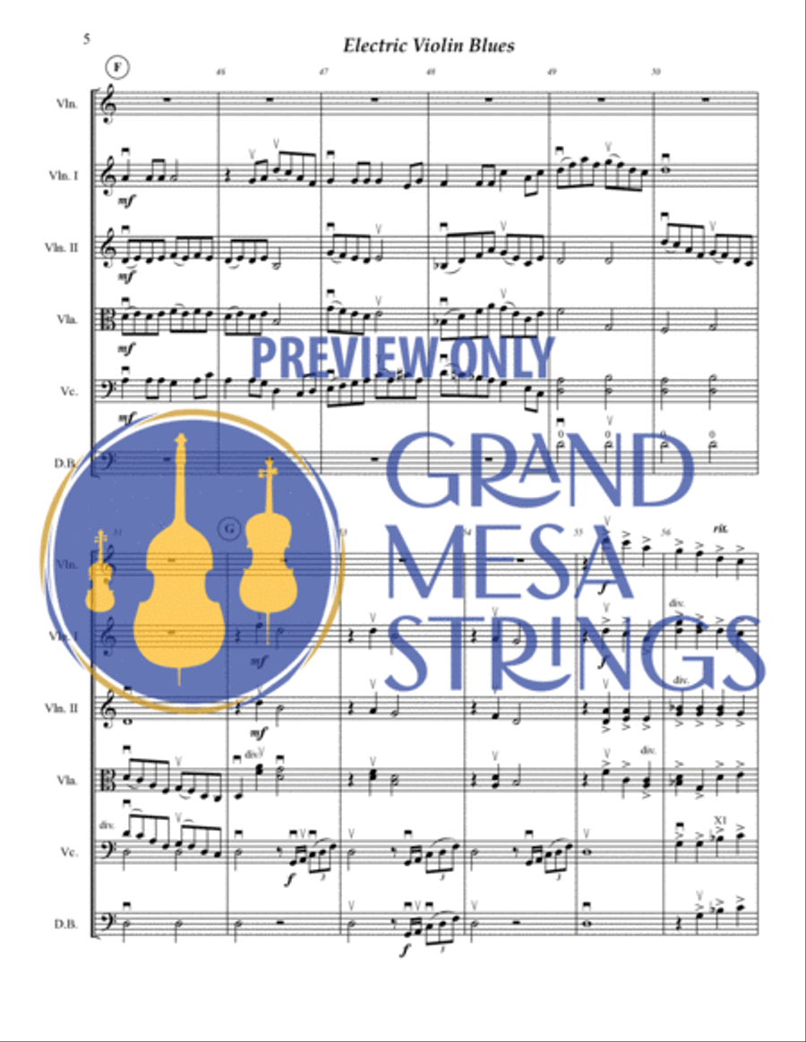 Electric Violin Blues Electric Violin Blues String Orchestra scores gallery preview page 6