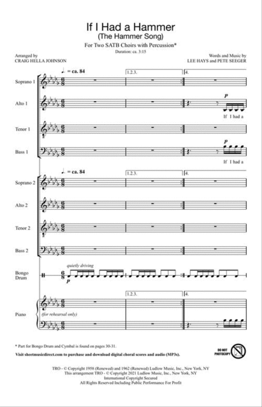 If I Had a Hammer If I Had a Hammer Divisi scores gallery preview page 4