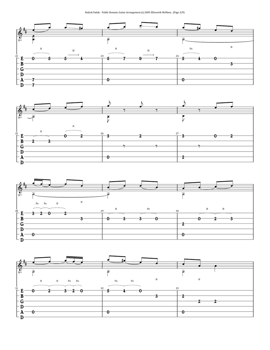 Rakish Paddy (For Fingerstyle Guitar Tuned Drop D) Acoustic Guitar scores gallery preview page 3