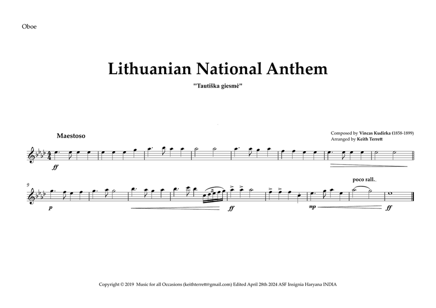 Lithuanian National Anthem for Symphony Orchestra (Keith Terrett Olympic Ahthem Series) image number null