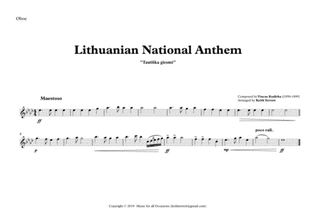 Lithuanian National Anthem for Symphony Orchestra (Keith Terrett Olympic Ahthem Series) image number null