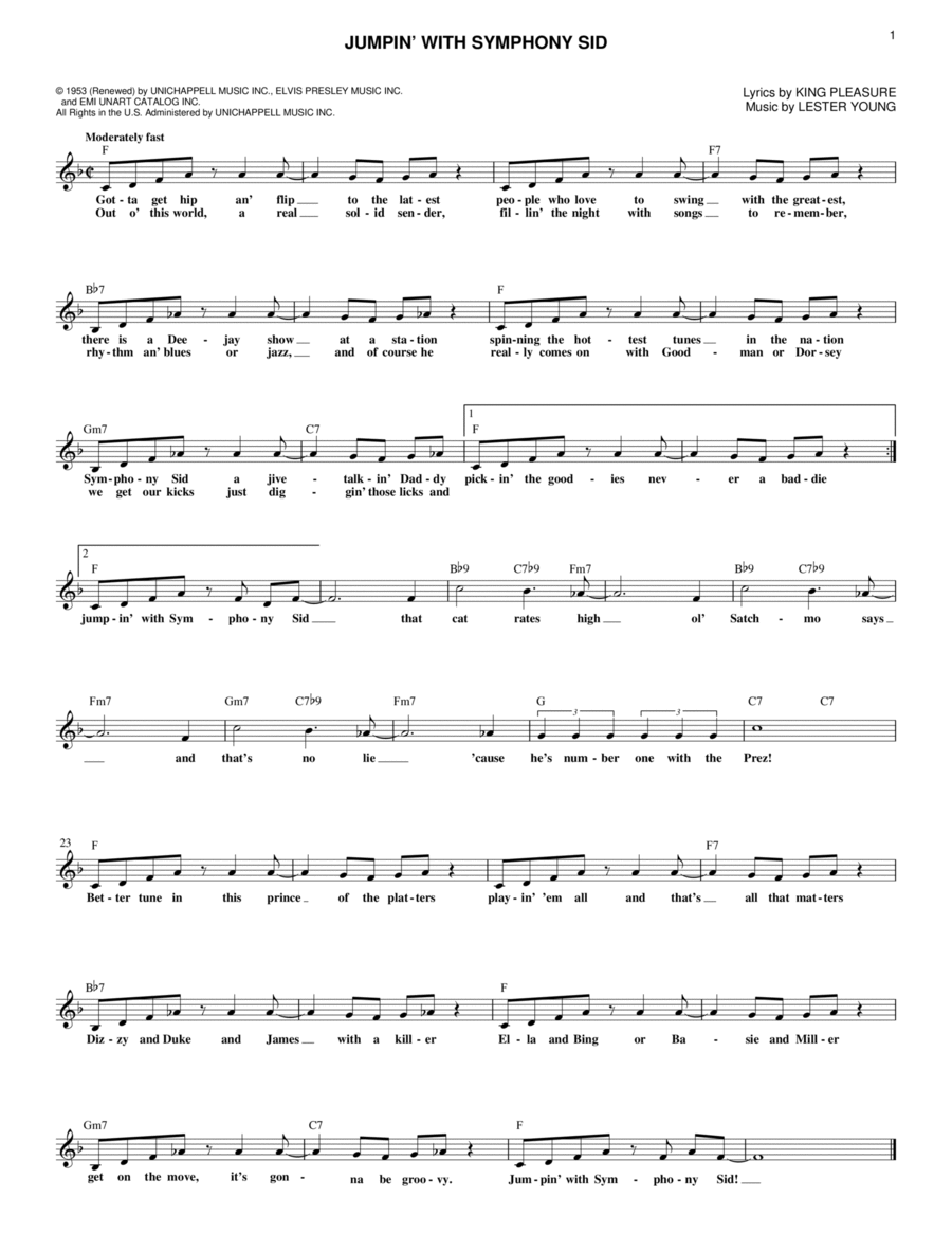 Jumpin' With Symphony Sid Piano scores gallery preview page 1