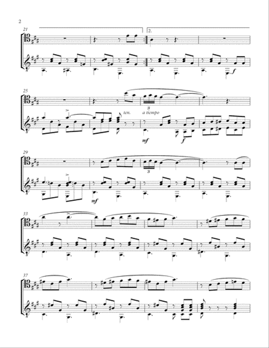 Clavelitos (Cello and Guitar) - Score and Parts Cello scores gallery preview page 2