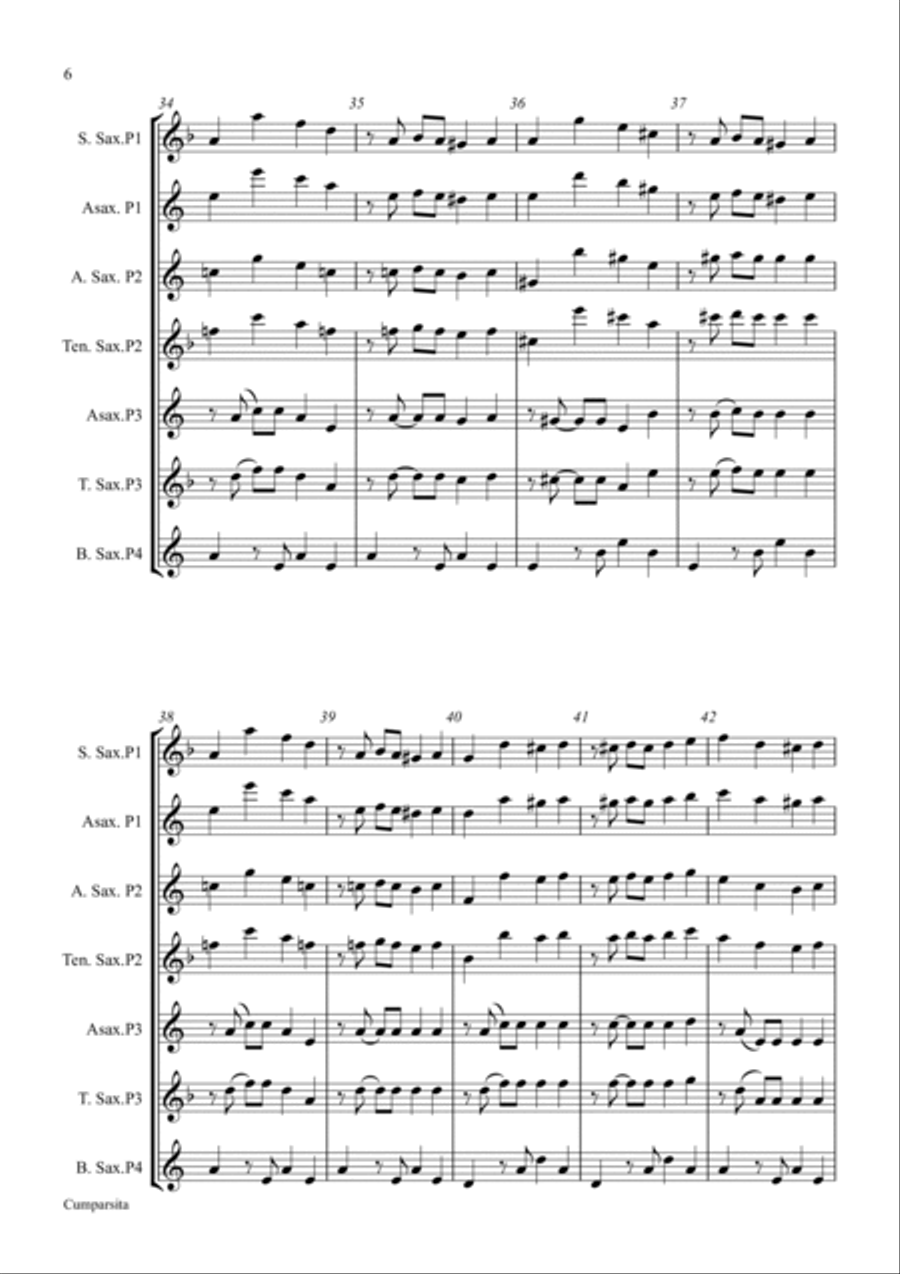 La Cumparsita Saxophone Quartet scores gallery preview page 6