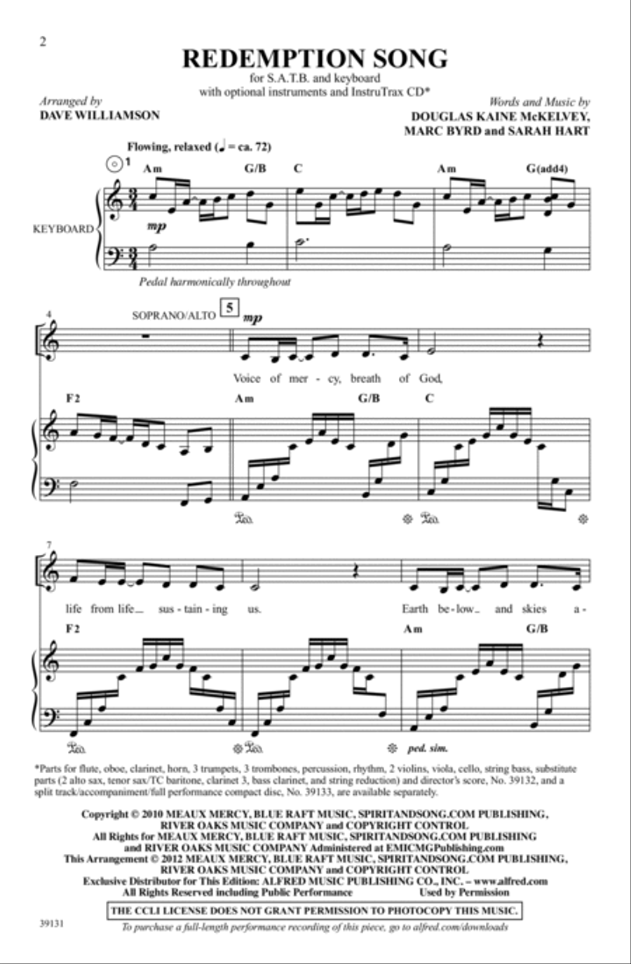 Redemption Song Choir scores gallery preview page 2