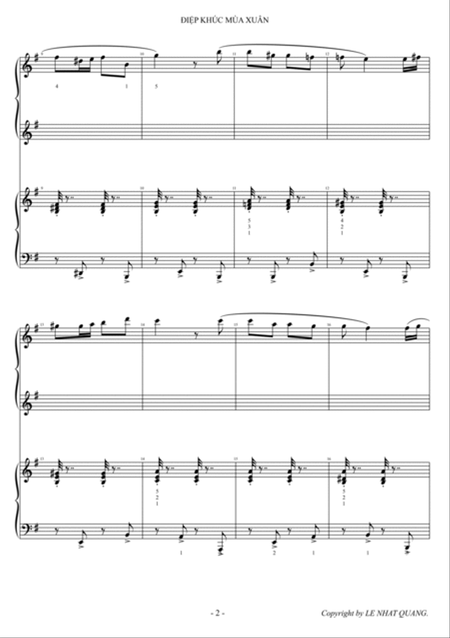 ĐIỆP KHÚC MÙA XUÂN 1 Piano, 4-Hands scores gallery preview page 2