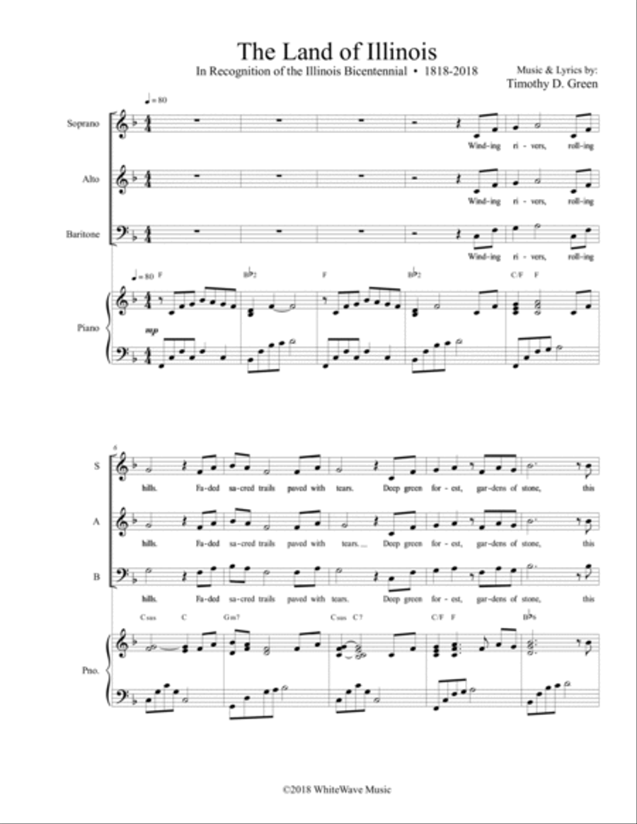 The Land of Illinois (SAB) 3-Part scores gallery preview page 2