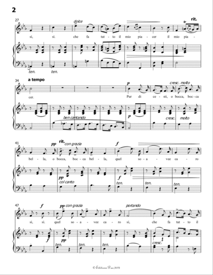 Pur dicesti,o bocca bella, by Antonio Lotti, in E flat Major Voice scores gallery preview page 4