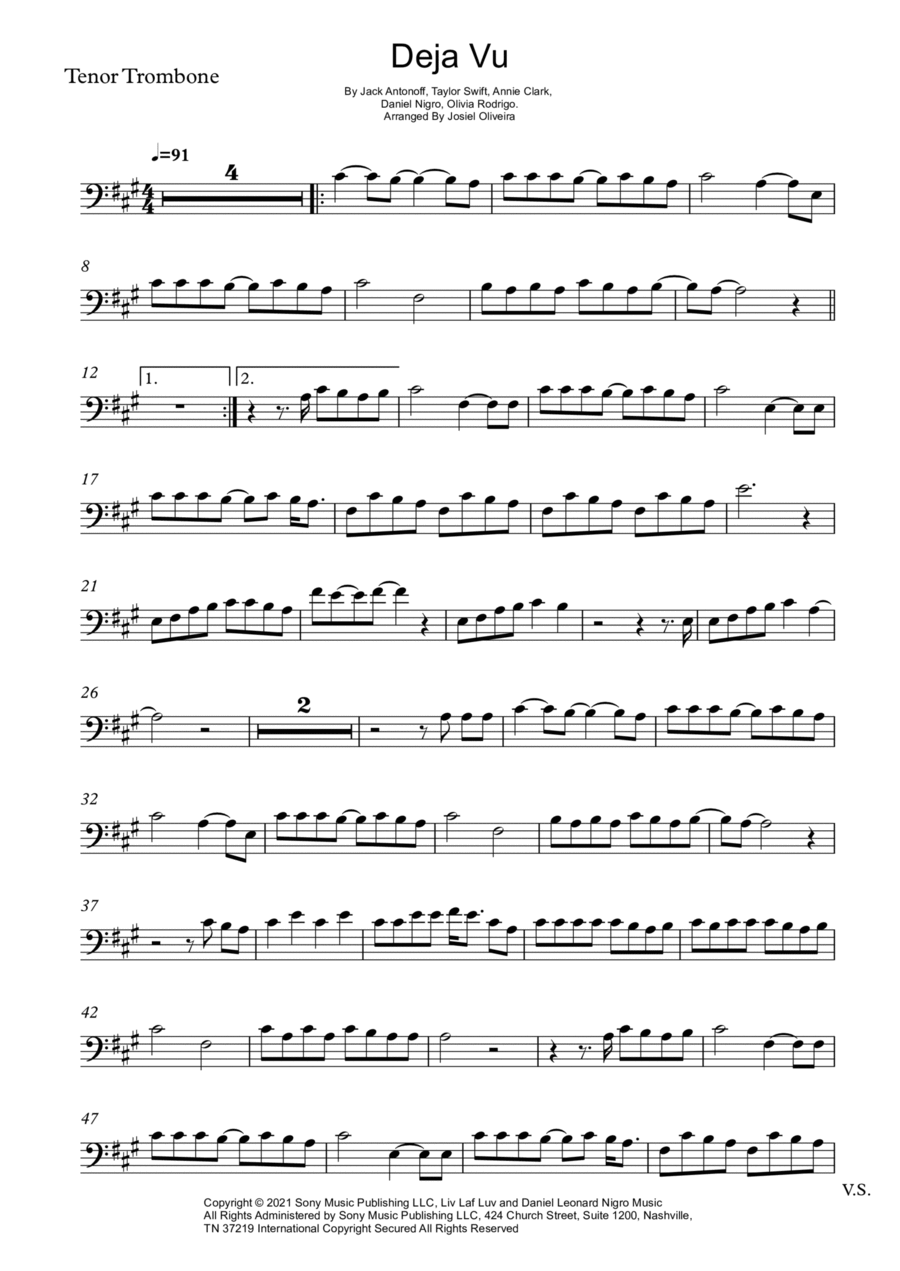 Deja Vu Trombone Solo scores gallery preview page 1