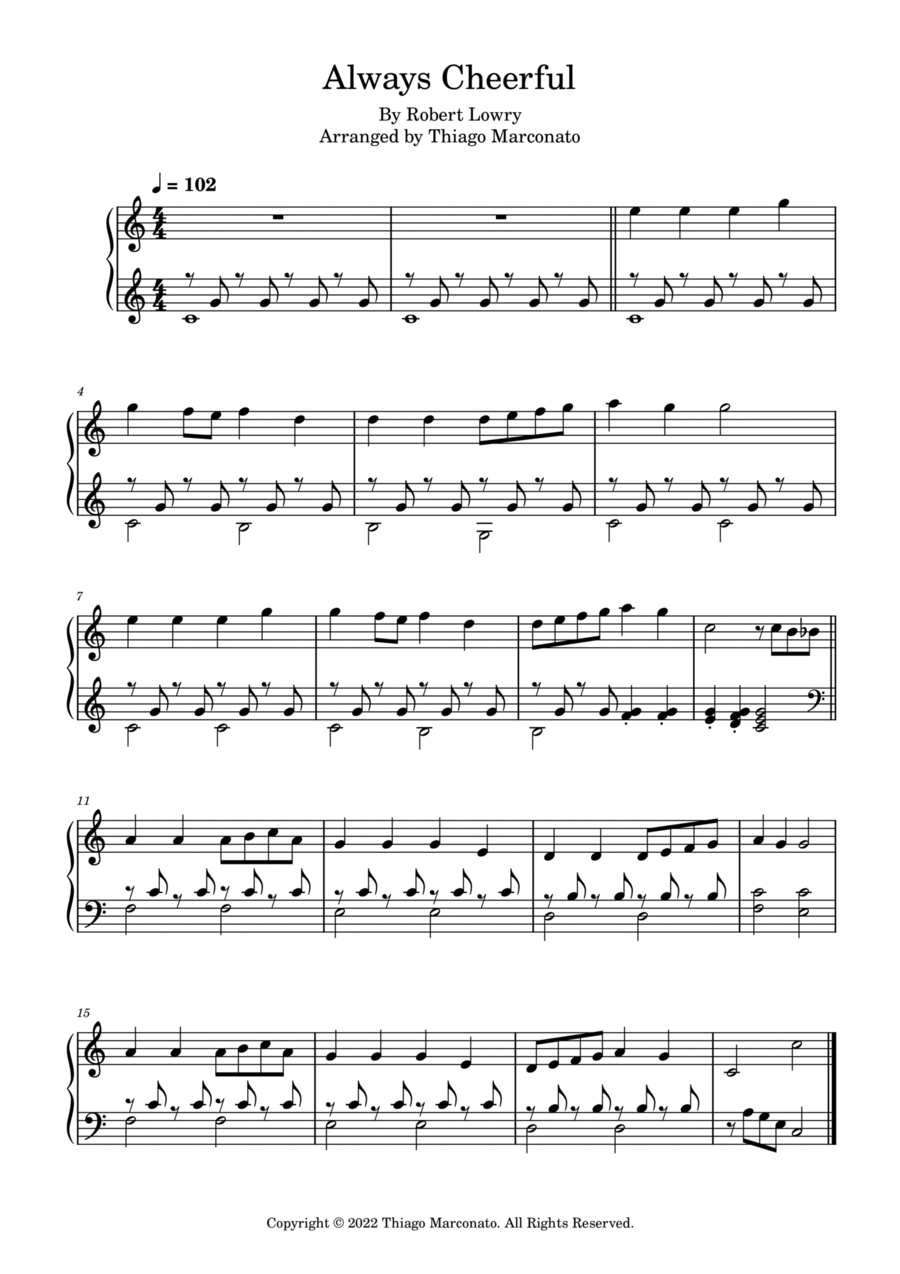 Always Cheerful Always Cheerful Easy Piano scores gallery preview page 1