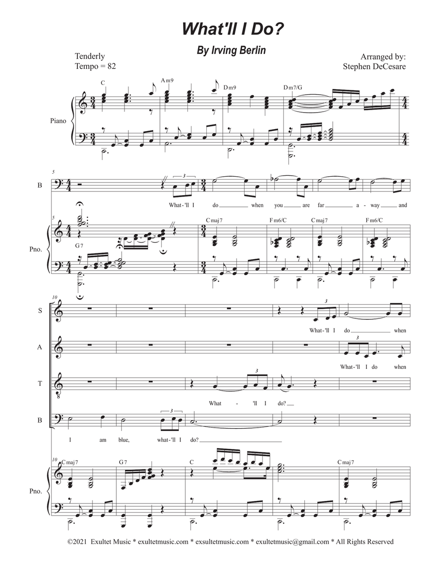 What'll I Do? (SATB) What'll I Do? (SATB) 4-Part scores gallery preview page 1