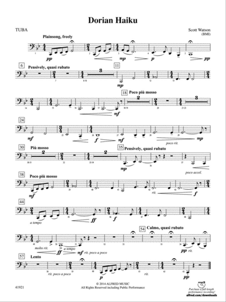 Dorian Haiku: Tuba Concert Band scores gallery preview page 1