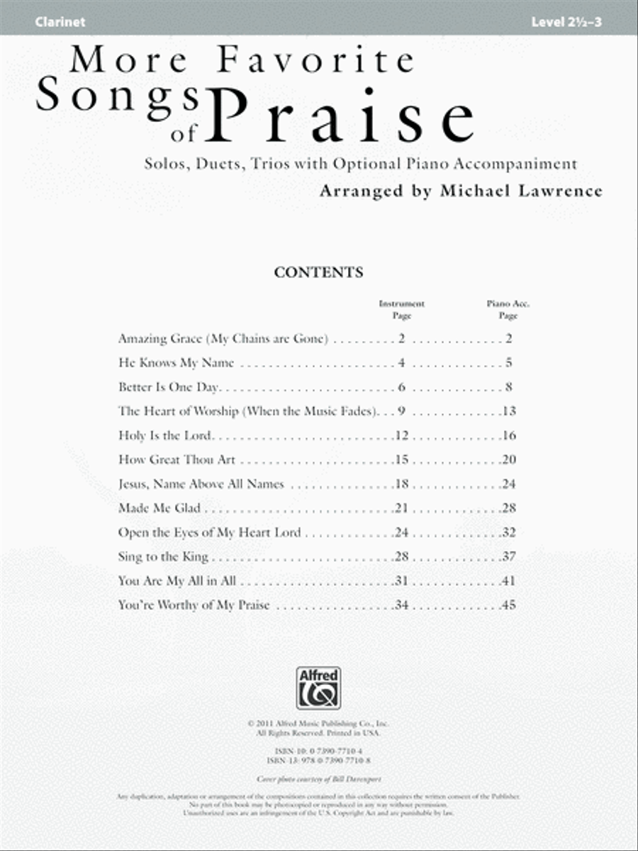 More Favorite Songs of Praise (Solo-Duet-Trio with Optional Piano) Clarinet scores gallery preview page 2