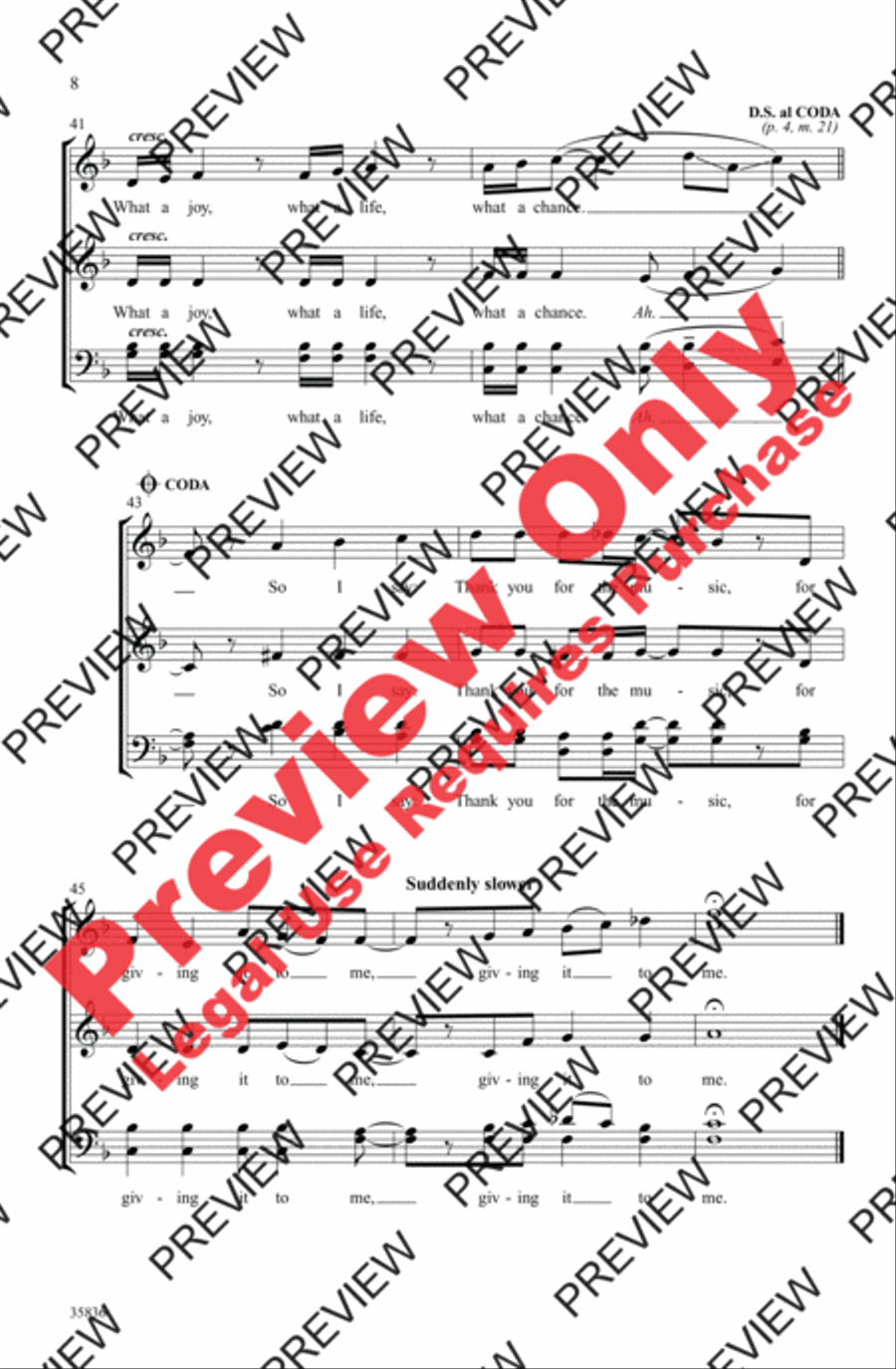 Thank You for the Music 4-Part scores gallery preview page 8