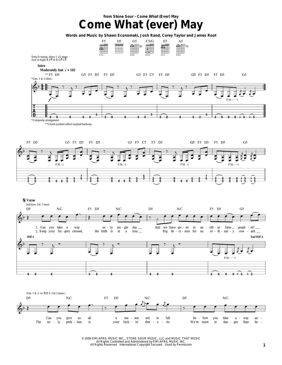 Come What(ever) May Acoustic Guitar scores gallery preview page 1