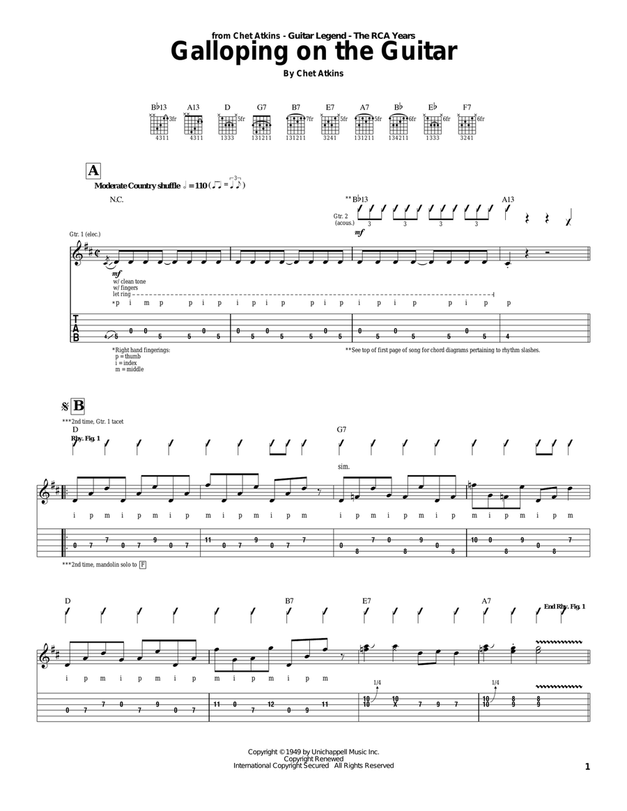 Galloping On The Guitar Electric Guitar scores gallery preview page 1
