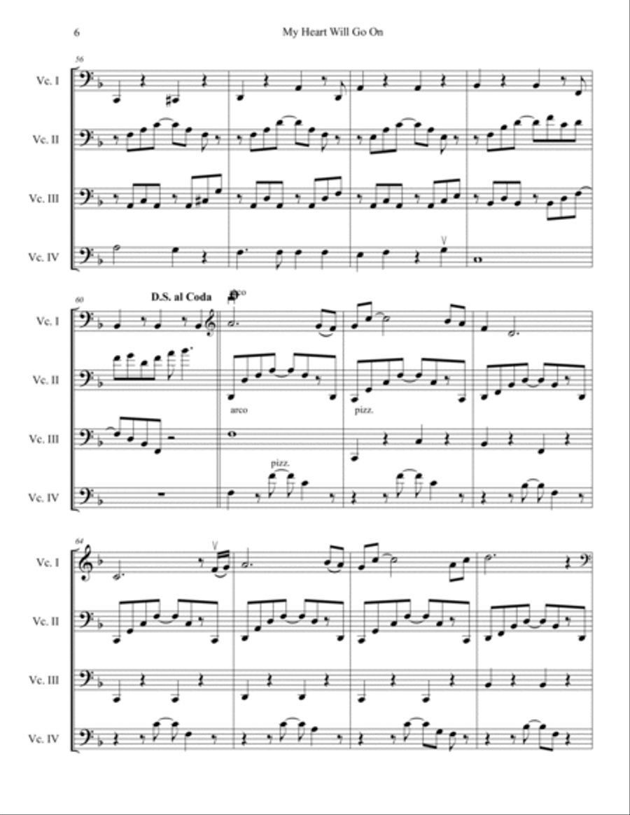 My Heart Will Go On (love Theme From 'titanic') String Quartet scores gallery preview page 6