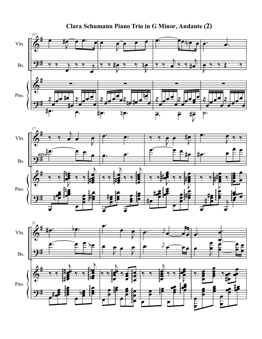 Piano Trio in G minor, Op.17, Adagio (Arr. for Double Bass, Piano & Violin) Small Ensemble scores gallery preview page 2
