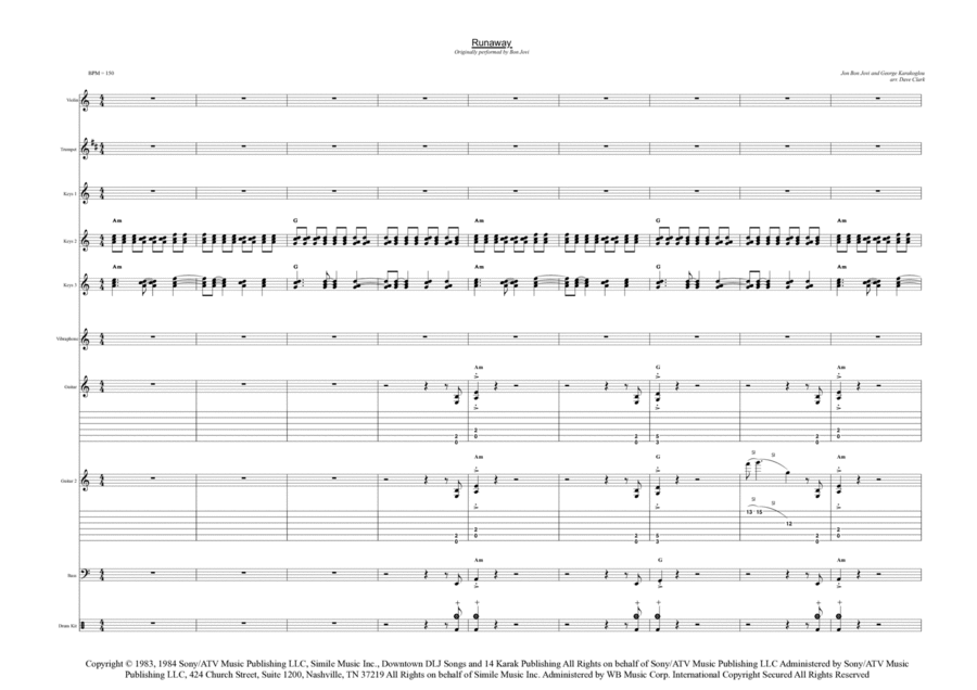 Runaway Bass Guitar scores gallery preview page 1