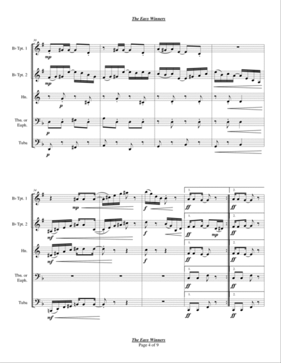 The Easy Winners Chamber Music scores gallery preview page 4