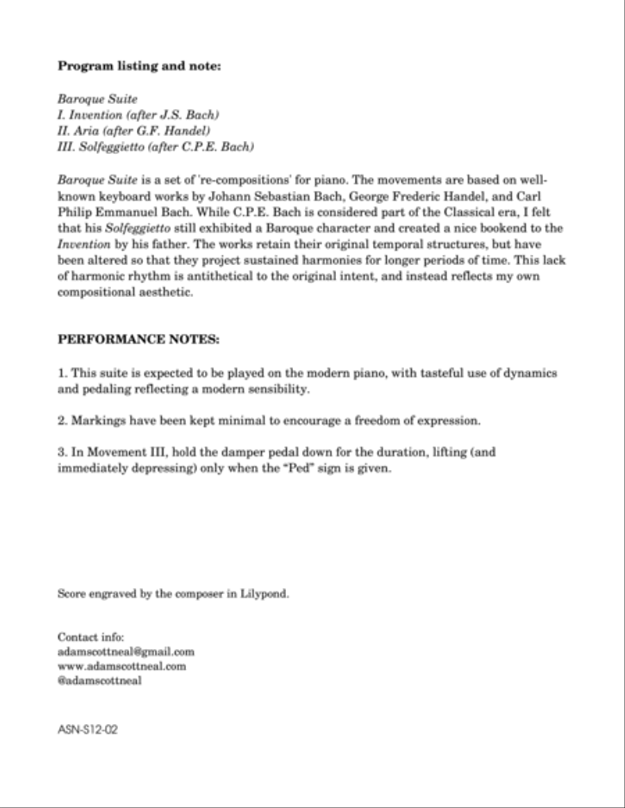 Baroque Suite Piano Solo scores gallery preview page 2