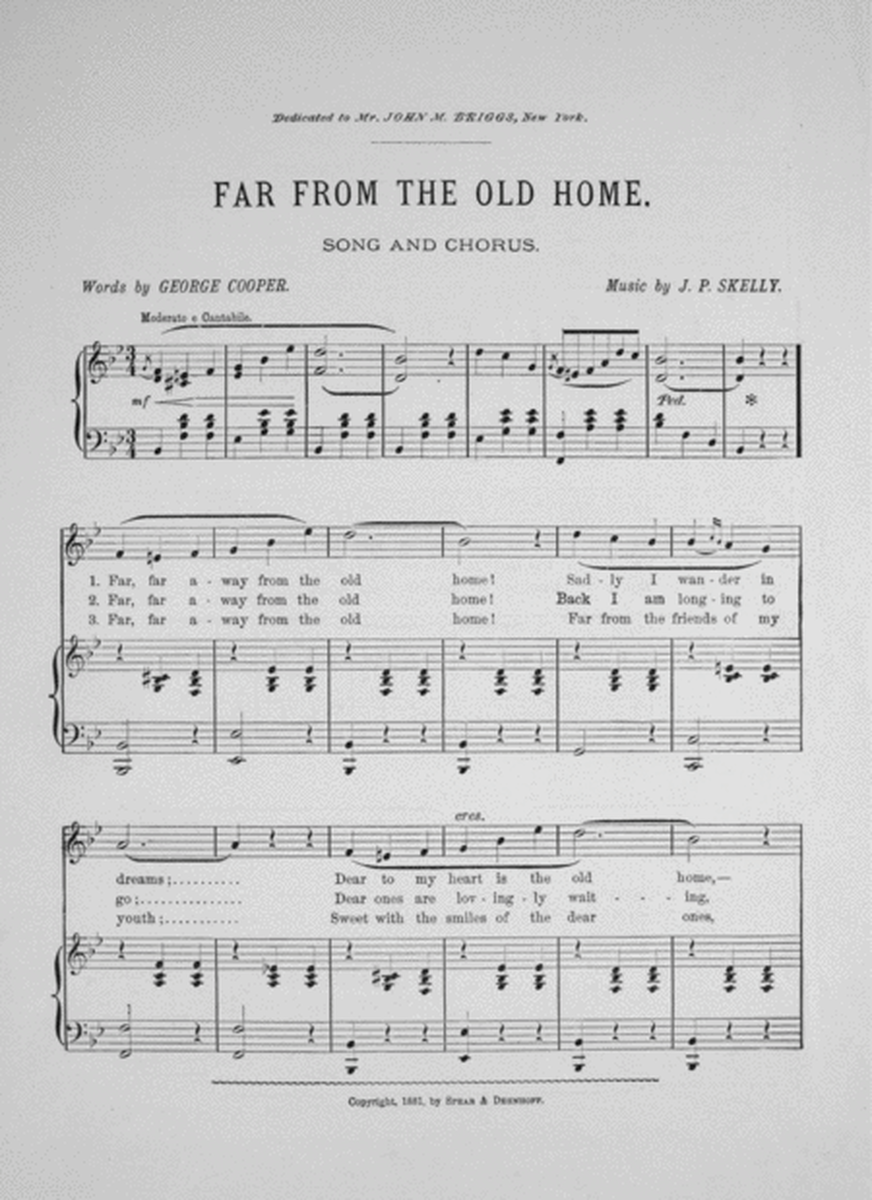 Far From the Old Home! Song and Chorus