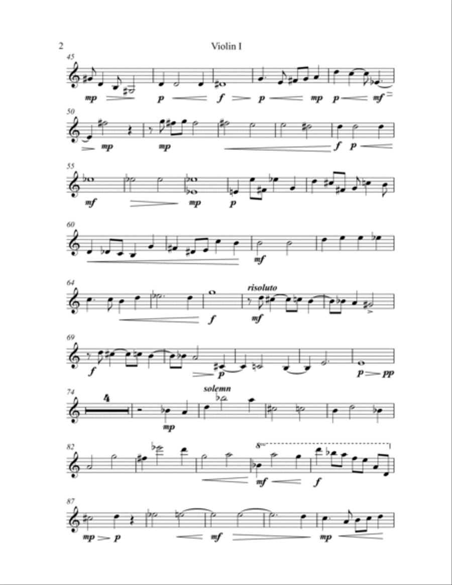 Adagio Misterioso for string quartet (parts) String Quartet scores gallery preview page 2