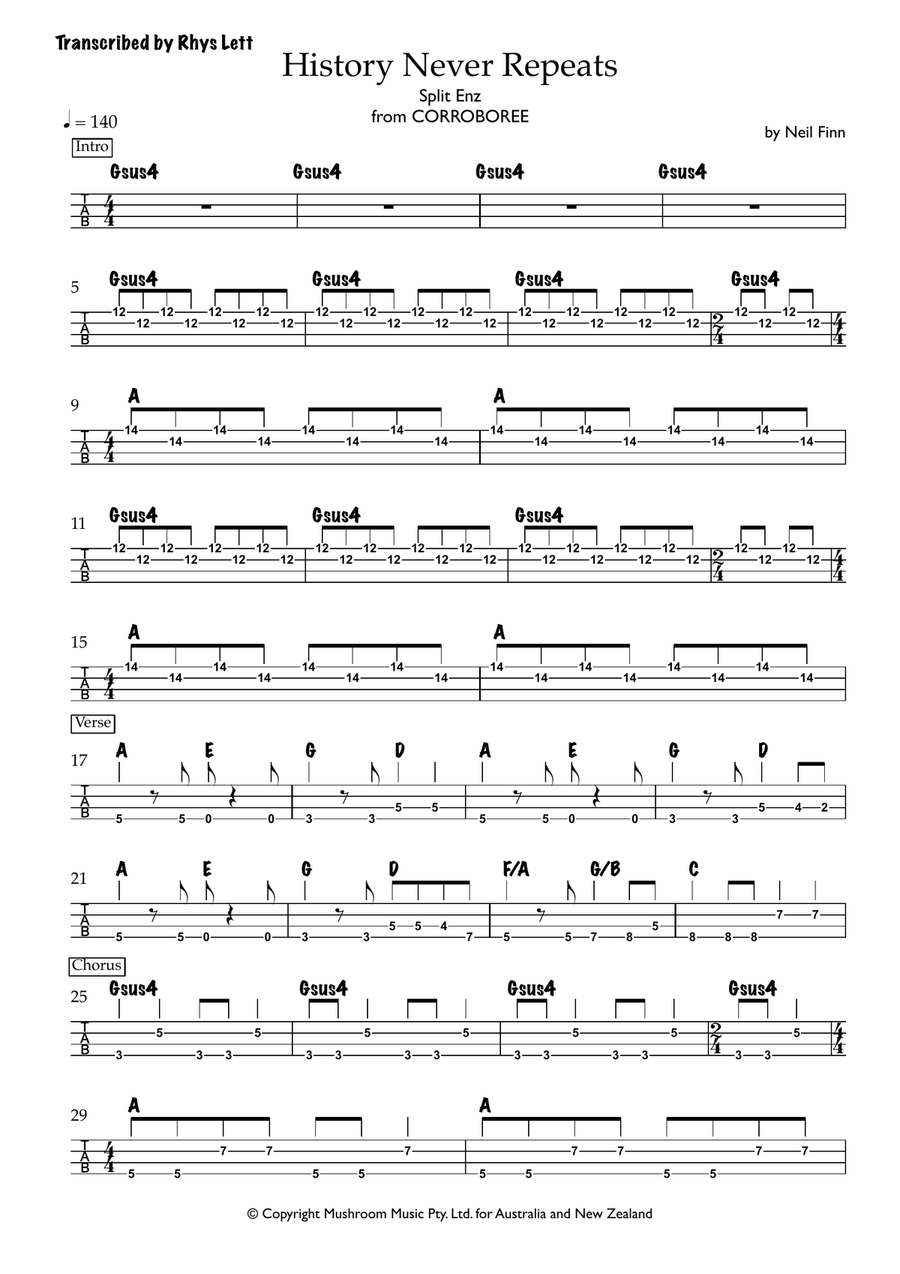 History Never Repeats Acoustic Guitar scores gallery preview page 1