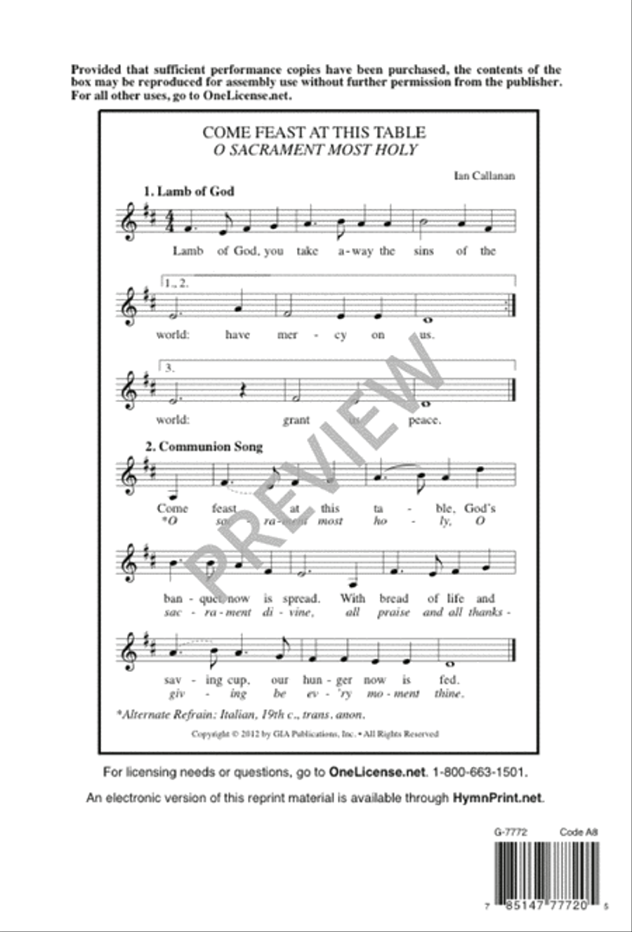 Come Feast at This Table 3-Part scores gallery preview page 6