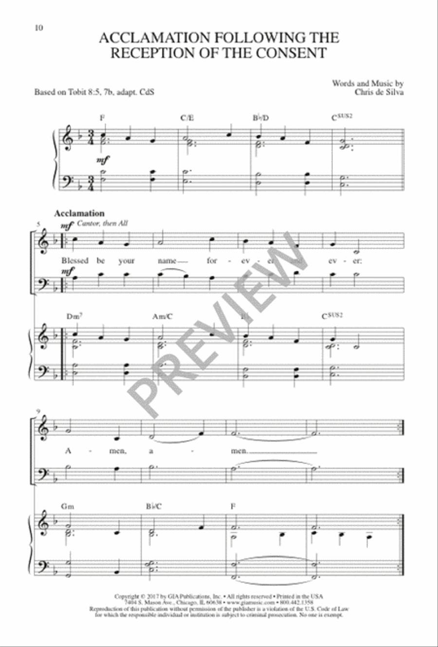 Acclamations for the Order of Celebrating Matrimony 2-Part scores gallery preview page 10
