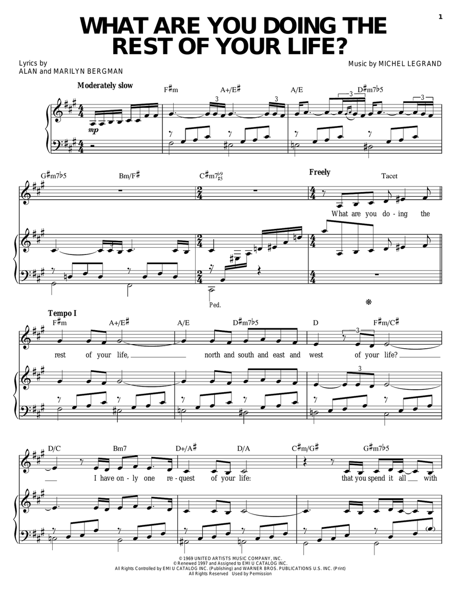 What Are You Doing The Rest Of Your Life? Piano, Vocal, Guitar scores gallery preview page 1