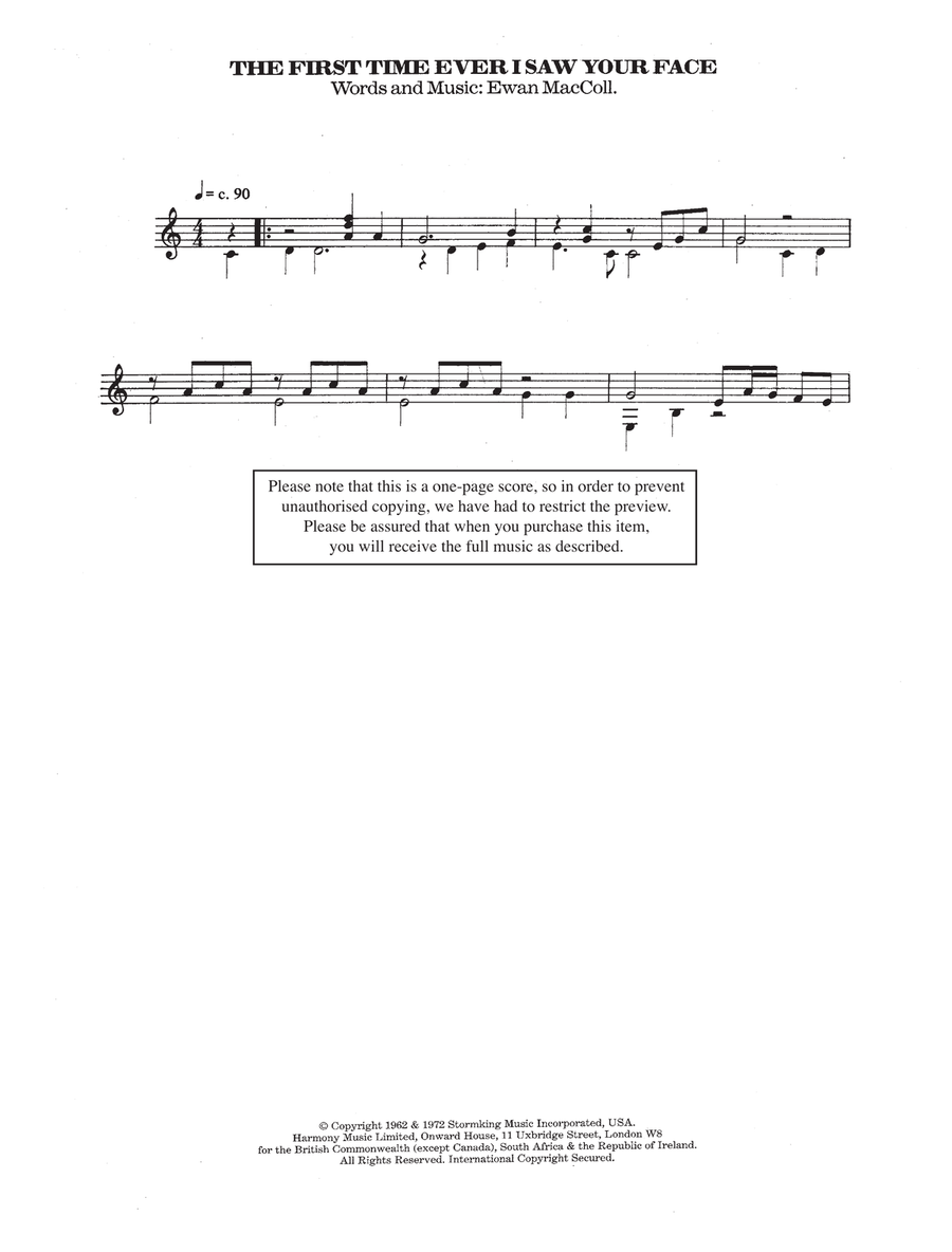 The First Time Ever I Saw Your Face Acoustic Guitar scores gallery preview page 1