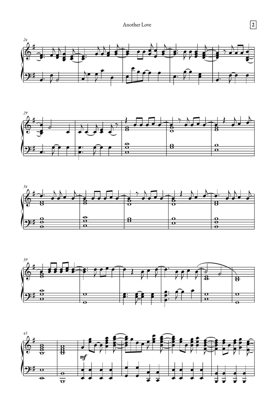 Another Love Piano Solo scores gallery preview page 2