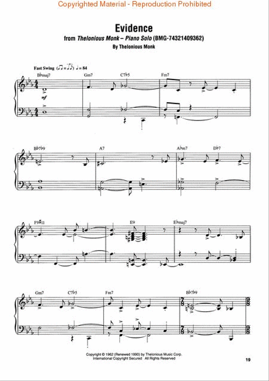 Thelonious Monk – Collection Piano scores gallery preview page 3