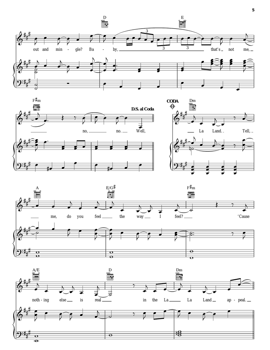 La La Land Piano, Vocal, Guitar scores gallery preview page 5