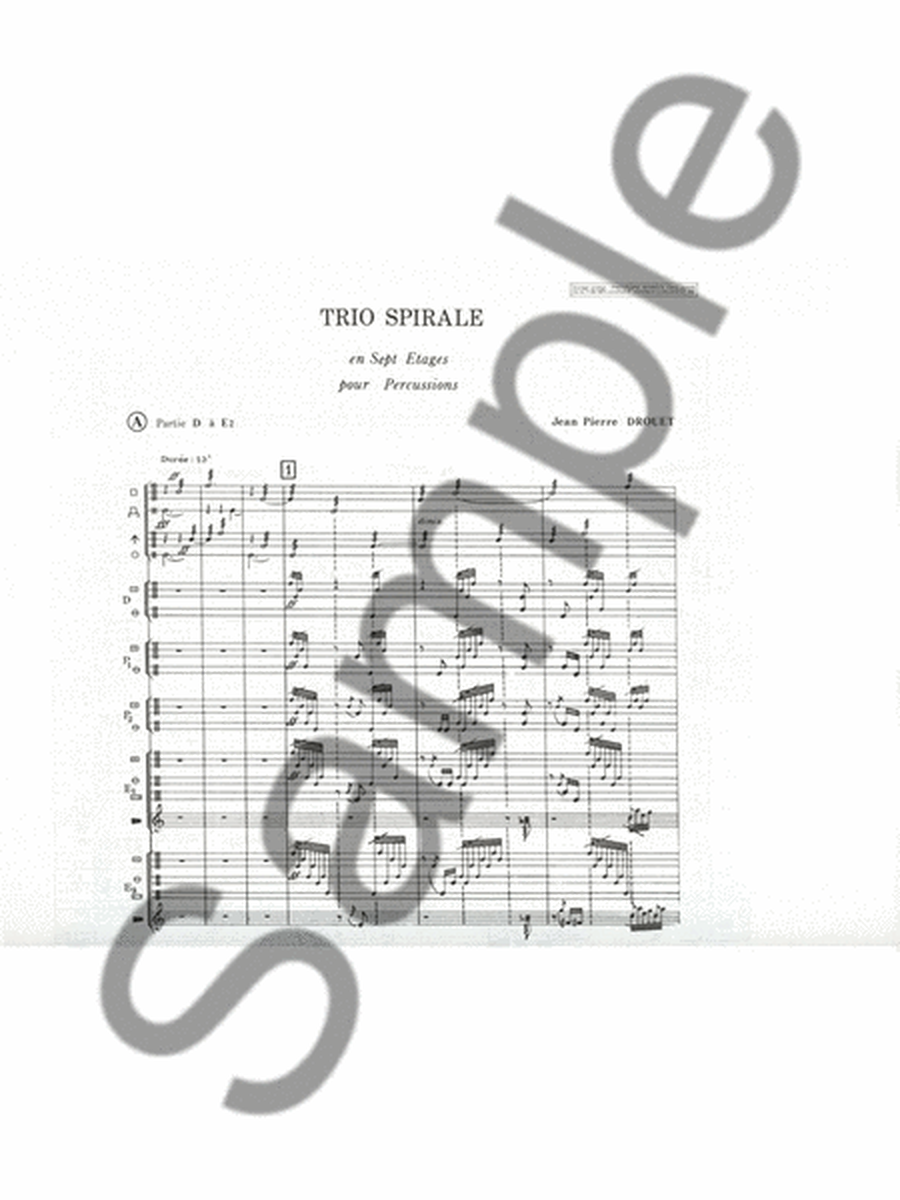 Trio-spirale, En 7 Etages (parts D - E2) (percussion Ensemble)