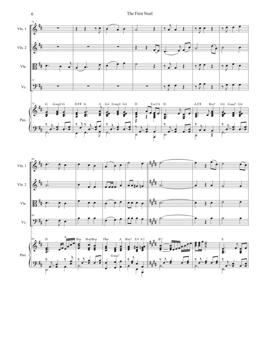 The First Noel (String Quartet and Piano) String Quartet scores gallery preview page 6