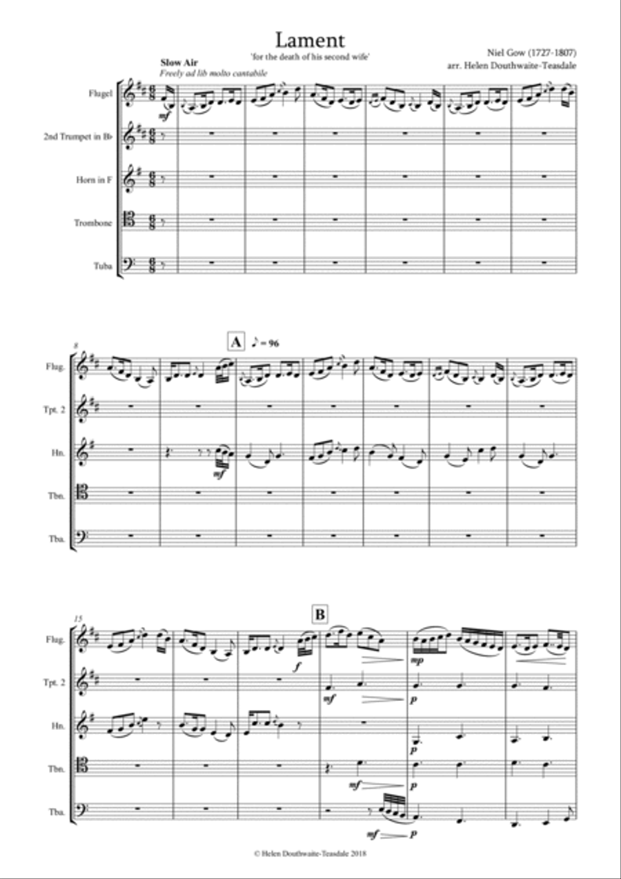 Lament for Brass Quintet Brass Quintet scores gallery preview page 2