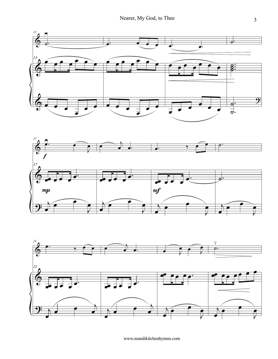 Nearer, My God, to Thee (Violin & Piano) Violin Solo scores gallery preview page 3