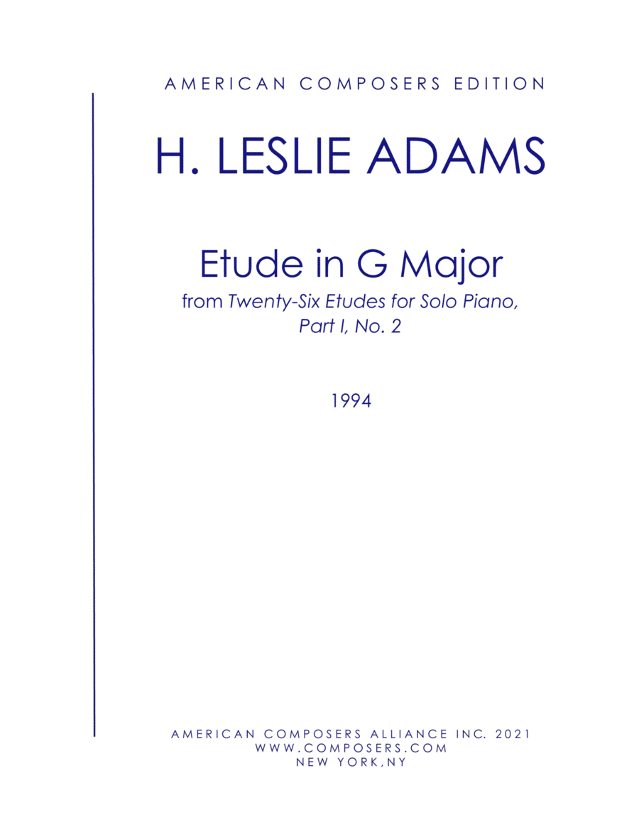 [Adams] Etude in G Major (Part I, No. 2) Piano Method scores gallery preview page 1