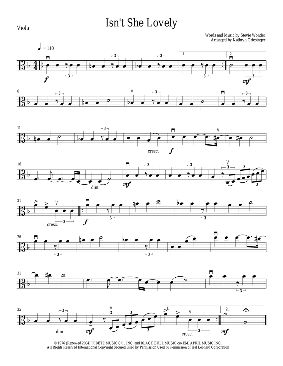 Isn't She Lovely String Quartet scores gallery preview page 3