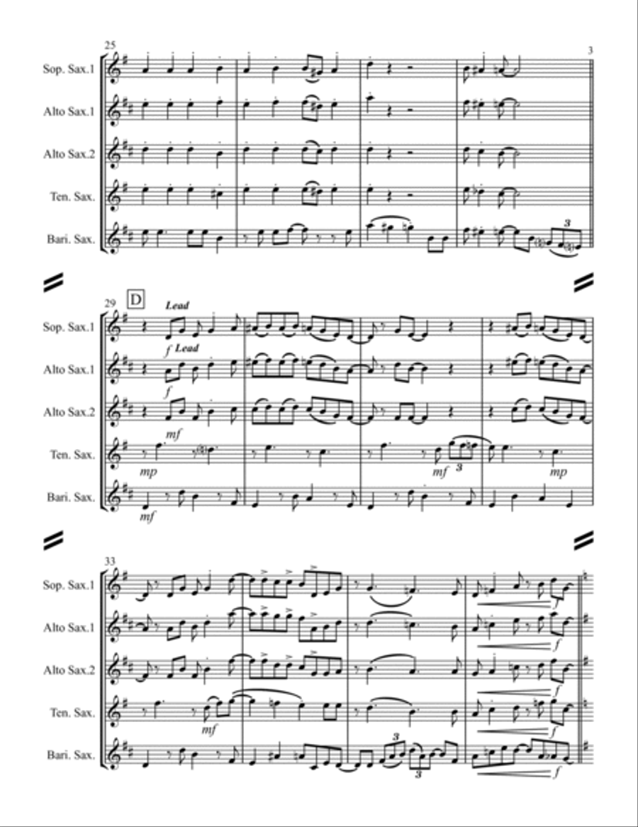 Santa Baby Saxophone Quartet scores gallery preview page 4
