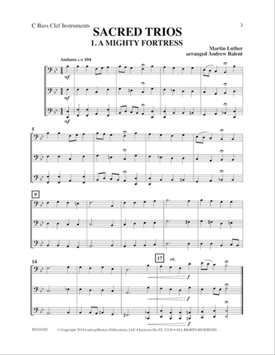 Sacred Trios (C Bass Clef) Set of Parts scores gallery preview page 3