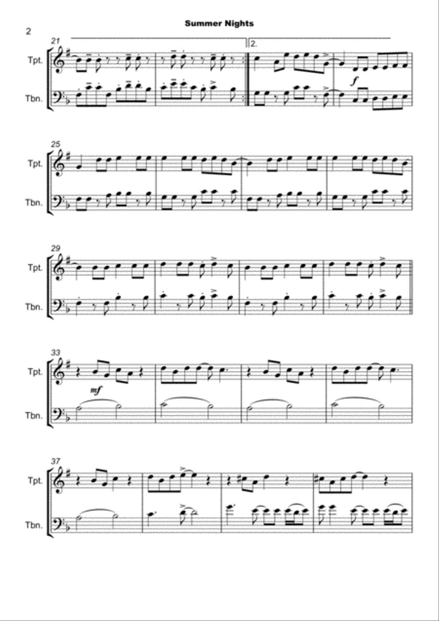 Summer Nights Brass Duet scores gallery preview page 3